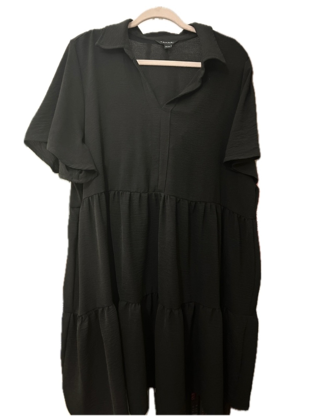 Tahari Black Tiered Collared Knee Length Dress - Office
